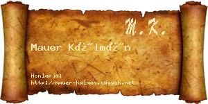 Mauer Kálmán névjegykártya